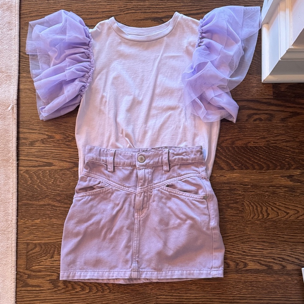 Molo Lilac Puff Sleeve Top and Skirt Set - Light Purple